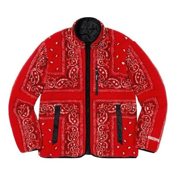 Mikina Supreme Reversible Bandana Fleece Jacket Červená | SUP-FW19-342