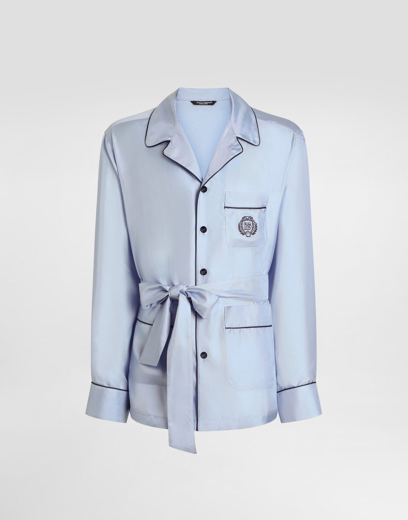 Pyžamo Dolce & Gabbana Dolce & Gabbana Silk Twill Robe Modrá | G2UZ3ZFU10SB1581