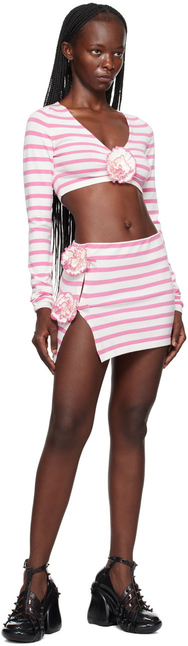 Crop Top Jean Paul Gaultier Gaultier 'The Flower' Striped Long Sleeve Crop Top Ružová | 23/12-F-PL029-M048-0321, 3