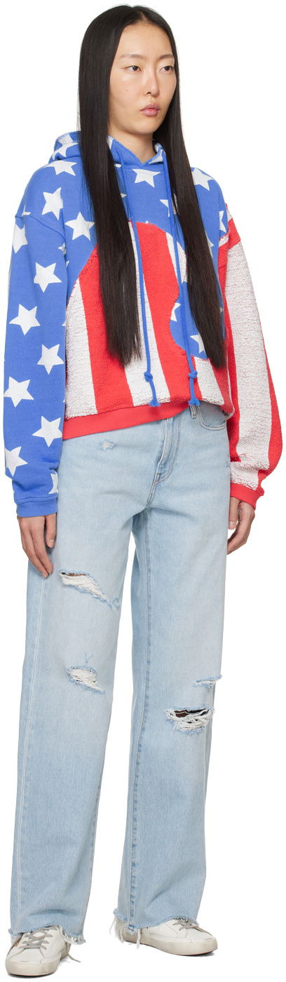 Stars & Stripes Swirl Print Fleece Hoodie