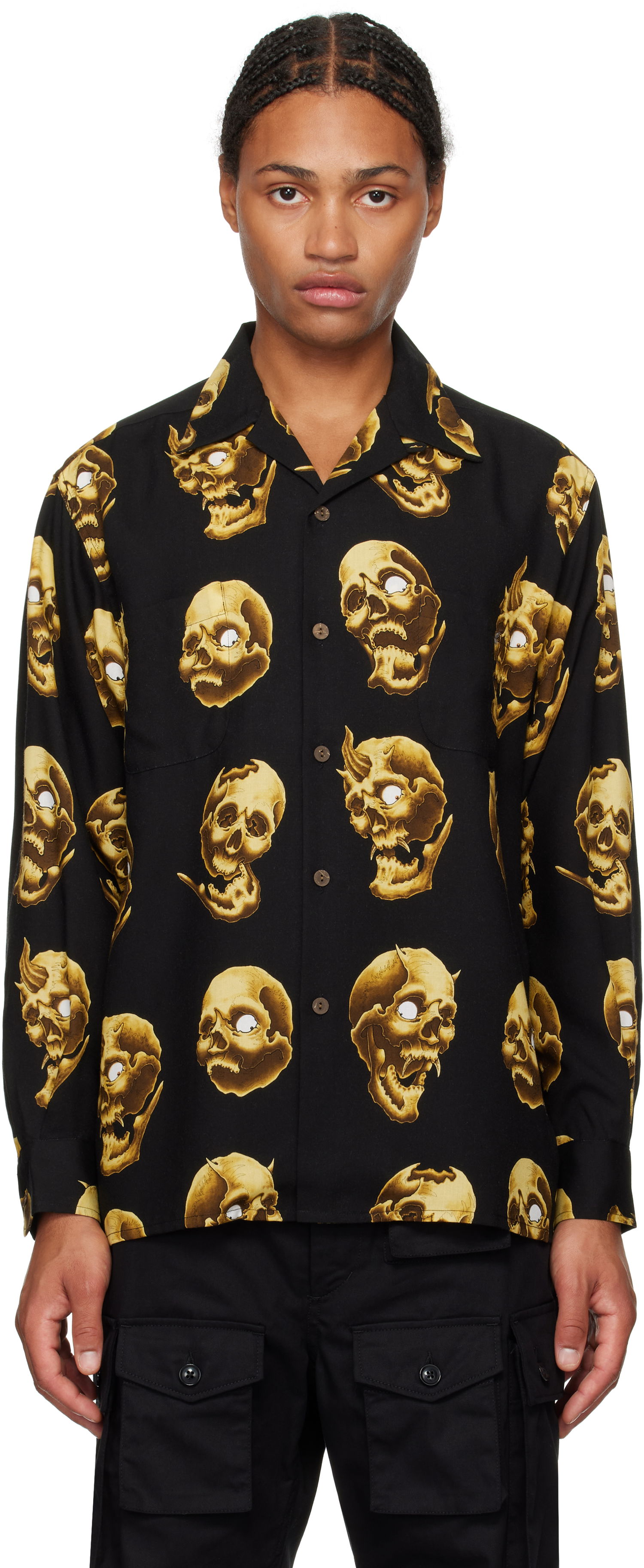 Košeľa WACKO MARIA Shirt Long Sleeve Tattoo Edition Čierna | 56TS-WM-HI14, 0