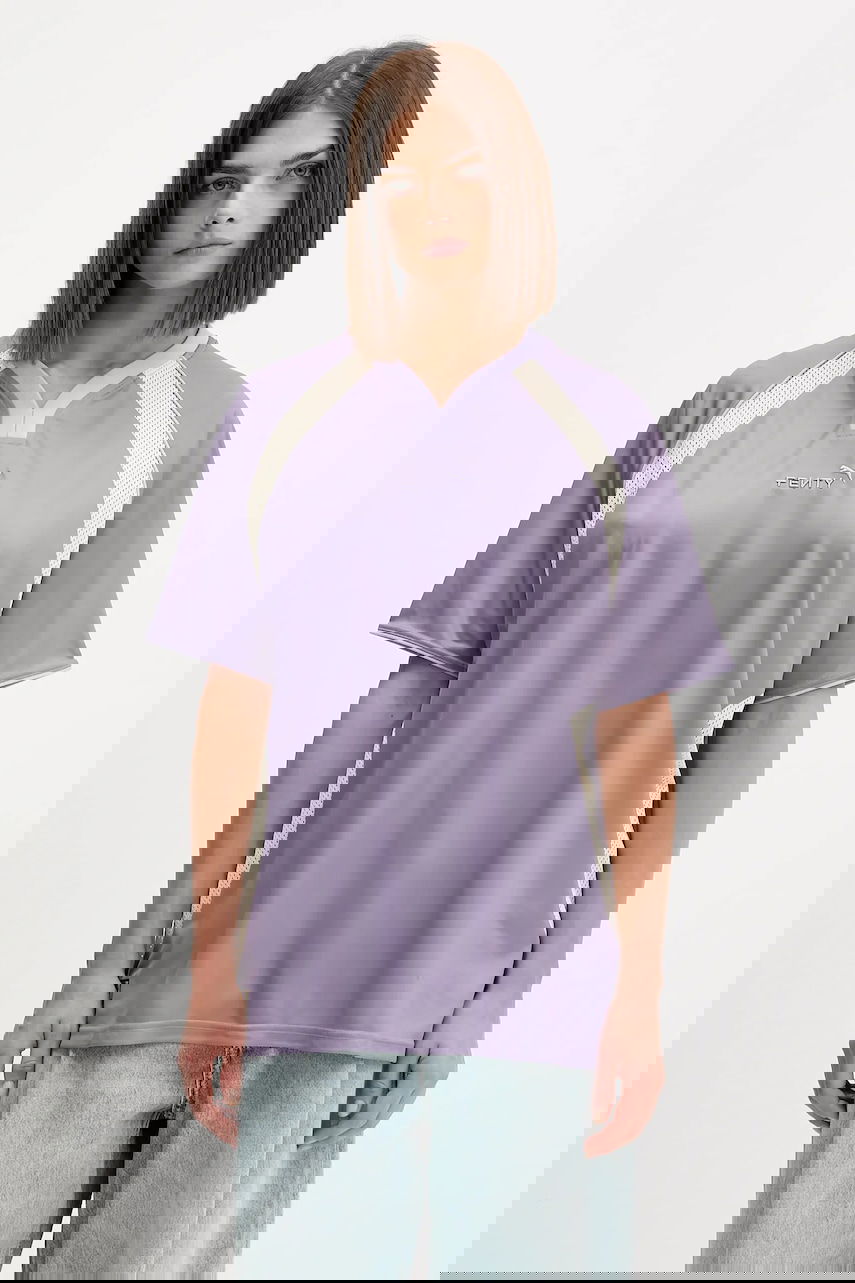 Tričko Puma FENTY V-Neck Oversized Mesh Panel T-Shirt Fialová | 635638, 0