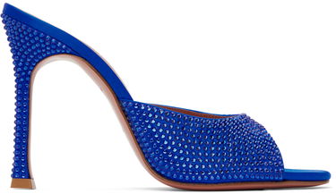 Doplnky Amina Muaddi Amina Muaddi Alexa Crystal Slipper 105 Heeled Sandals Modrá | ALEXA CRY SR SATIN, 0