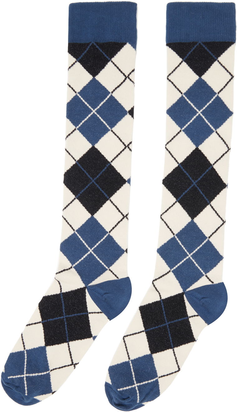 Ponožky Anna Sui Argyle Knee-High Socks Modrá | 624U92, 1
