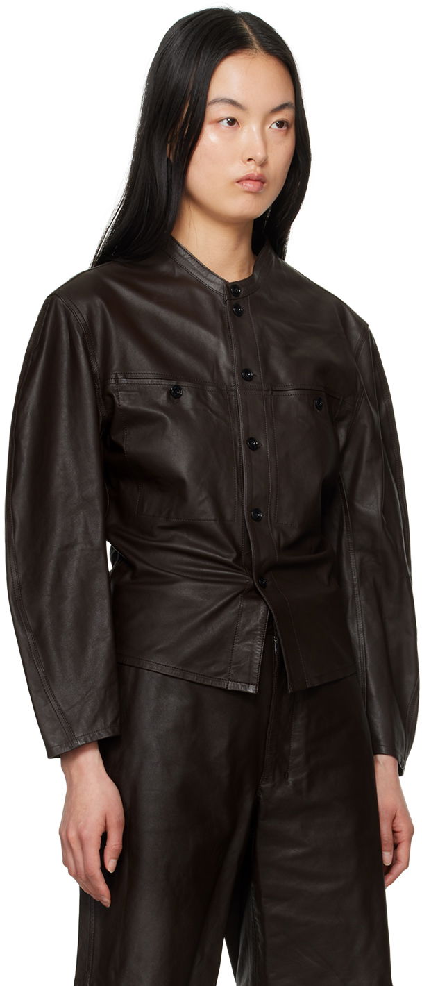 Košeľa LEMAIRE Lemaire Curved Sleeve Leather Jacket Hnedá | JA1045 LL0068, 1