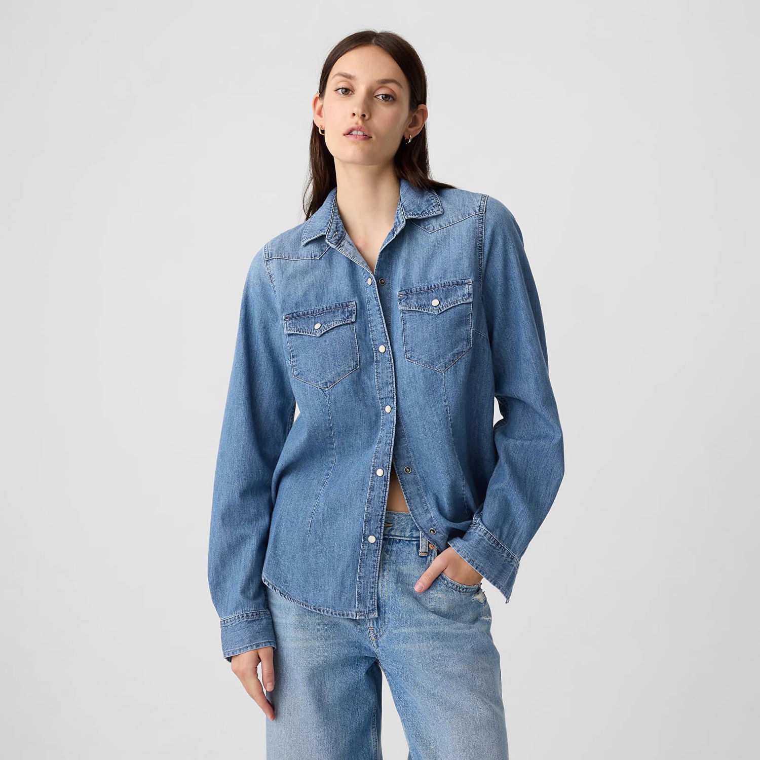 Košeľa GAP Denim Shirt Medium Wash Modrá | 796264-01, 0