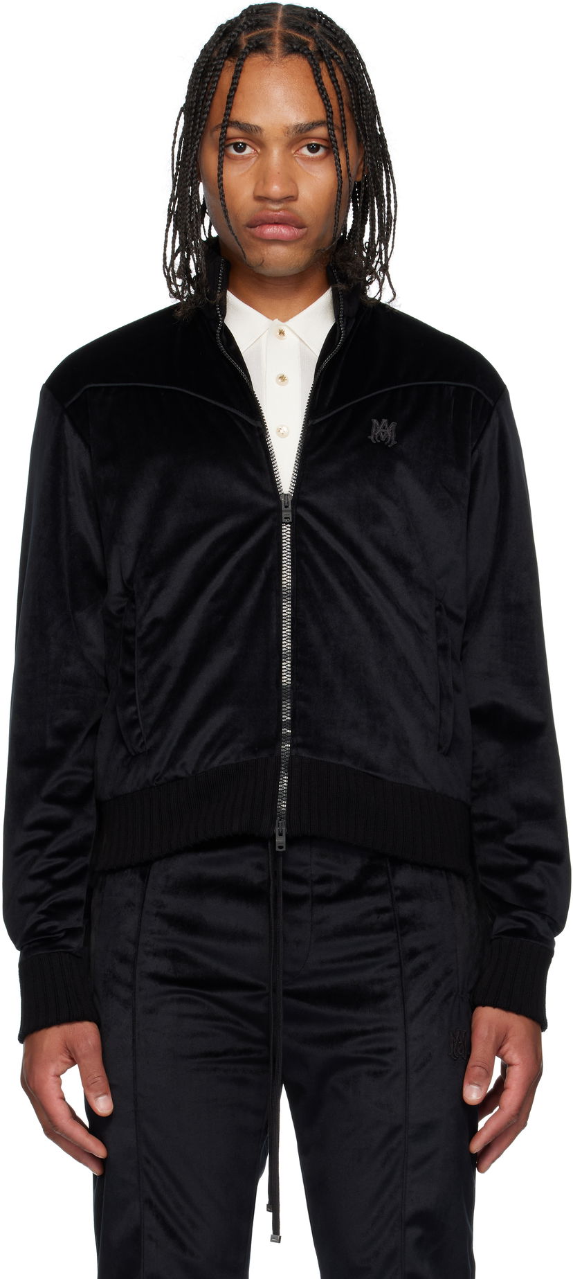 Bunda AMIRI AMIRI Velvet Track Jacket Čierna | AMOUTJ1013