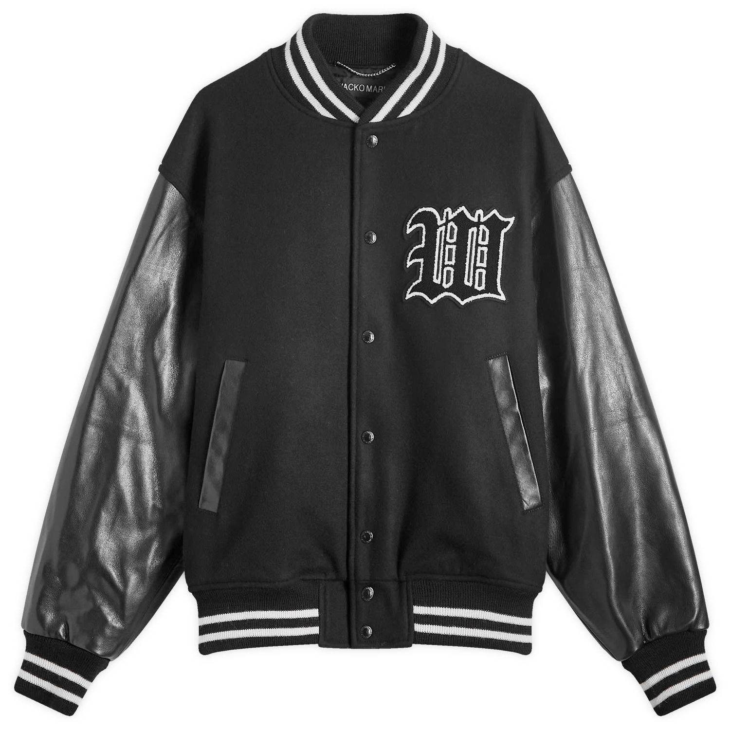 Bomber bunda WACKO MARIA Varsity Leather Čierna | 24FW-WMO-BL16-BLK, 0