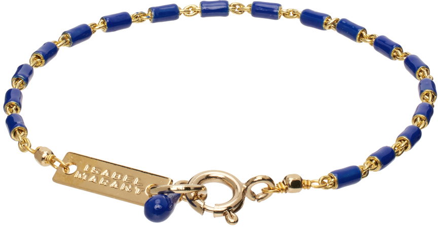 Chain Bracelet with Blue Enamel