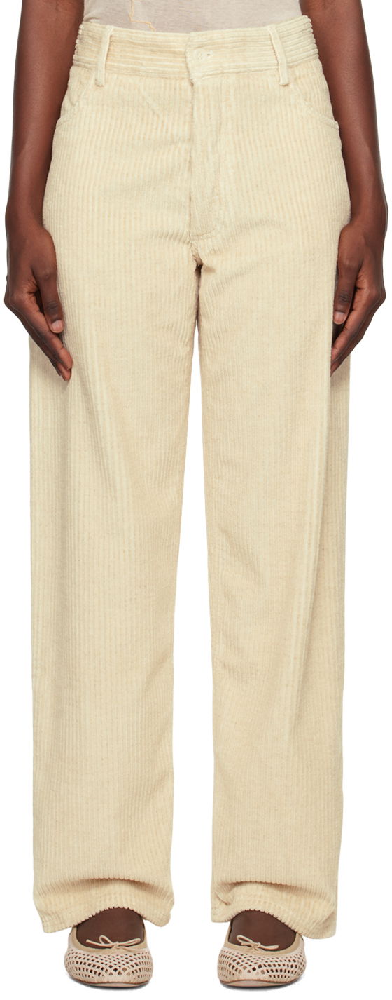 Nohavice Baserange Wide Leg Corduroy Trousers Béžová | TRIN-CO-AU23, 0
