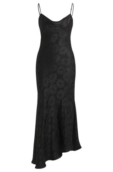 Šaty BOSS Floral Jacquard Asymmetrical Hem Dress Čierna | 50542863, 0