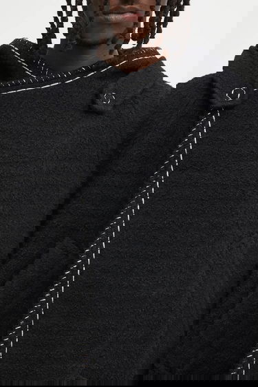 Kabáty ADER ERROR Wool Blend Hooded Coat with Contrast Stitching Čierna | BO01FWCT0104BK, 3