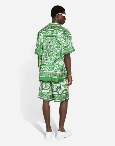 Košeľa Dolce & Gabbana Silk Twill Hawaiian Shirt With Majolica Print Zelené | G5JH9THI1S6H85DQ, 2