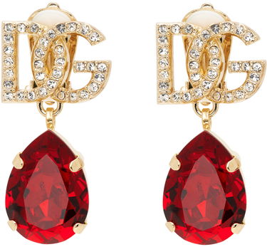 Náušnice Dolce & Gabbana Gold & Red 'DG' Crystal Earrings Červená | WEP6S5 W1111, 0