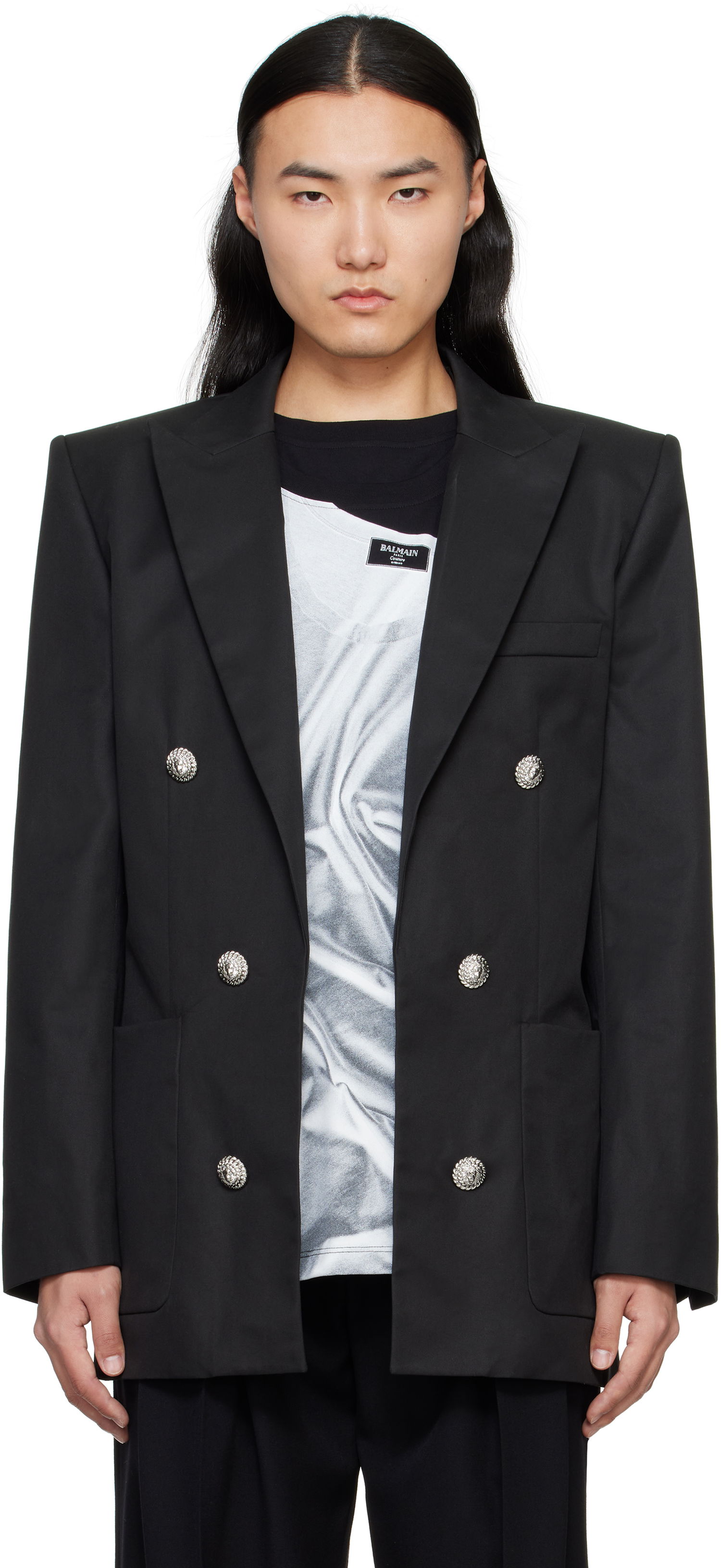Bunda Balmain Balmain Six-Button Blazer Čierna | EH1SG165CF74, 0