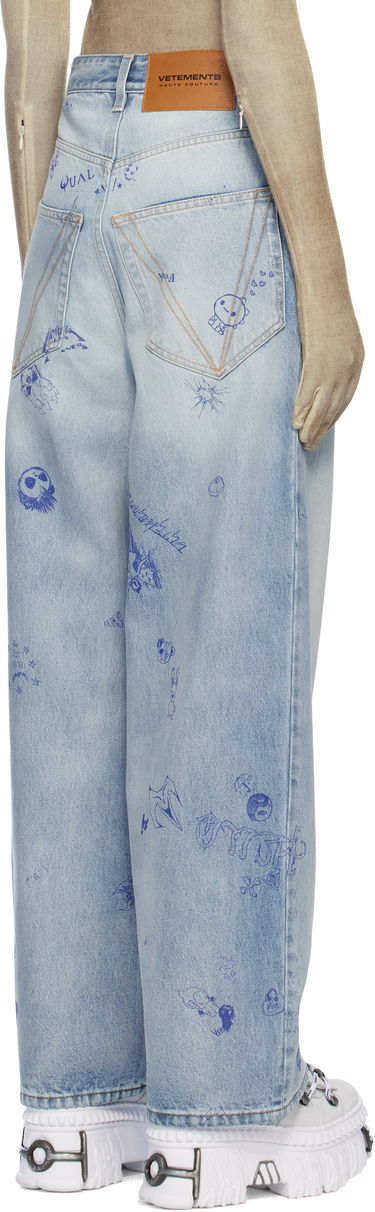 Džínsy VETEMENTS Vetements Scribbled Baggy Jeans Modrá | UA66PA550L, 2