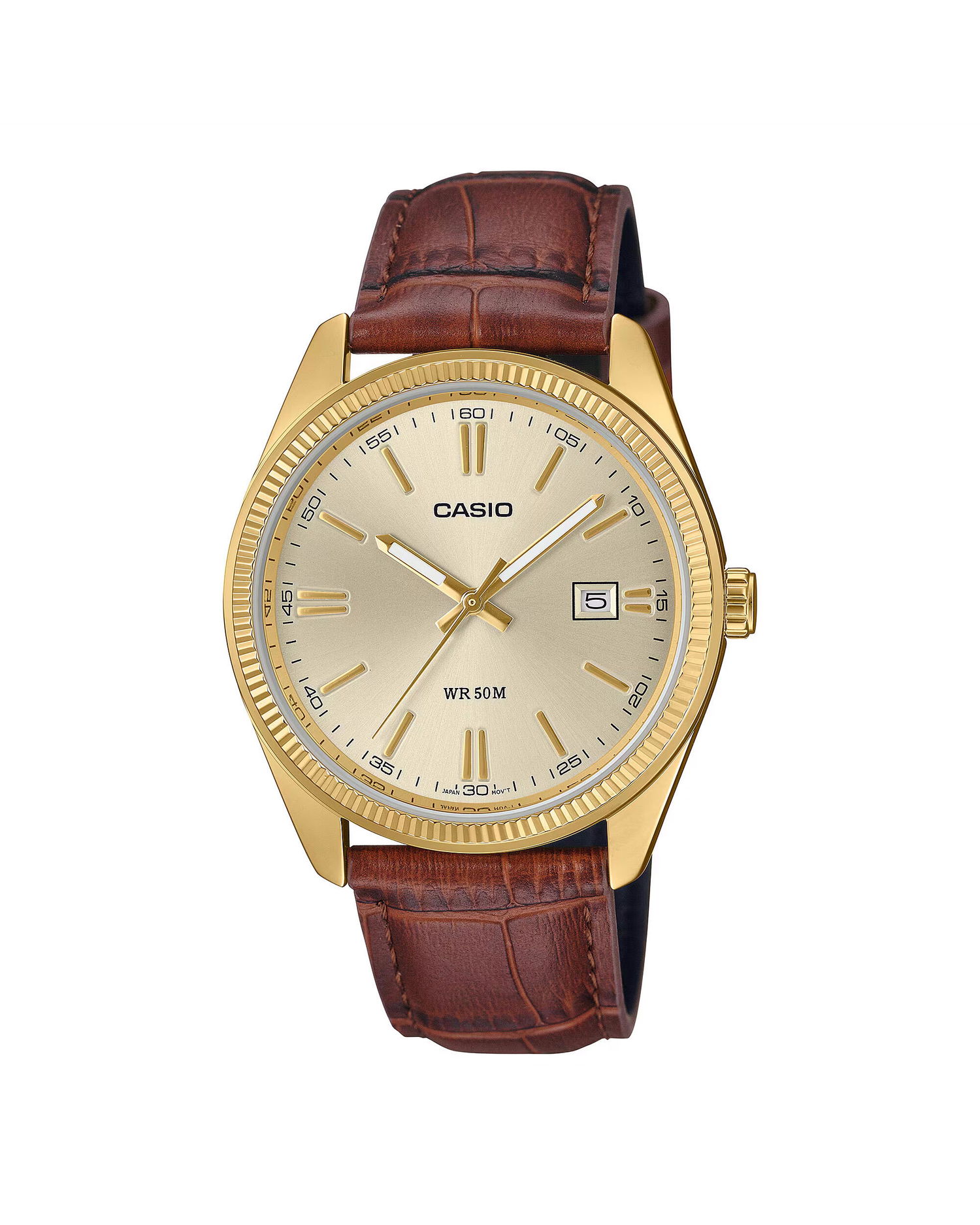 Hodinky CASIO Watch With Gold Stainless Steel Case And Brown Leather Strap Hnedá | MTP-1302PGL-9AVEF, 0