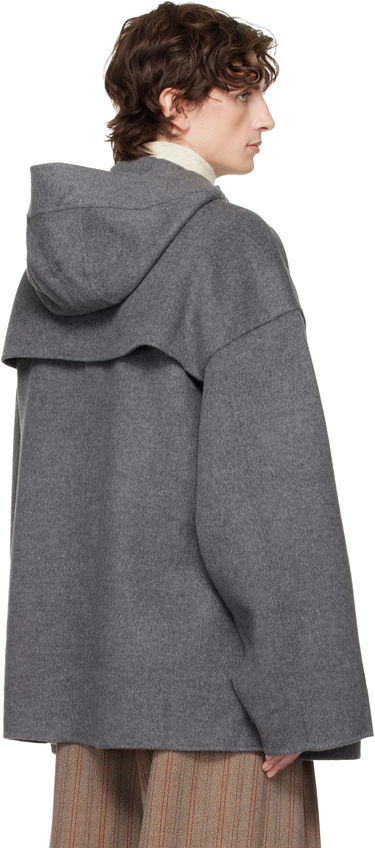 Kabáty JW Anderson JW Anderson Oversized Hooded Double-Breasted Felted Peacoat Šedá | CO0342-PG1559, 2