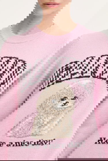Sveter GANNI GANNI Graphic Wool Mix Poodle Sweater Ružová | K2499, 3