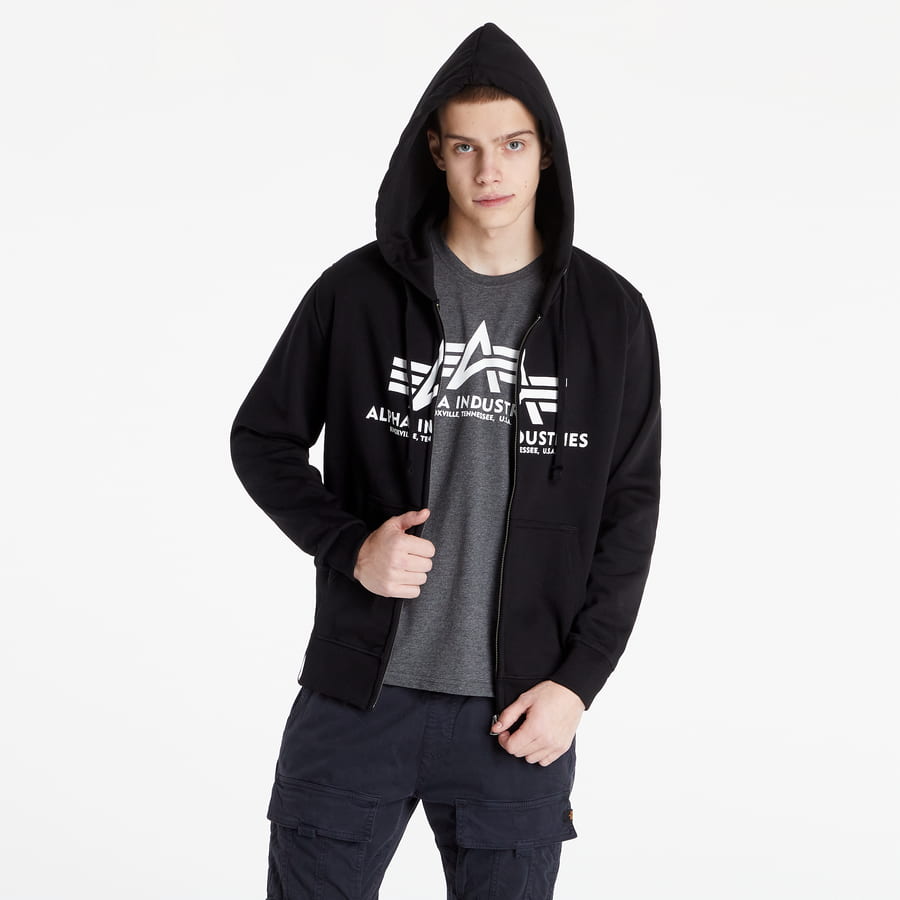 Mikina Alpha Industries Basic Zip Hoodie Čierna | 178325 03, 0