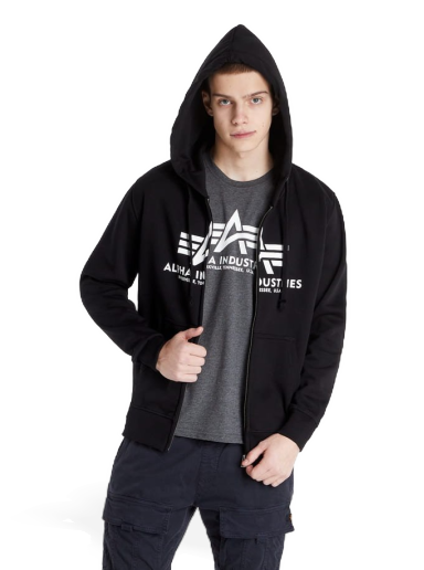 Mikina Alpha Industries Basic Zip Hoodie Čierna | 178325 03