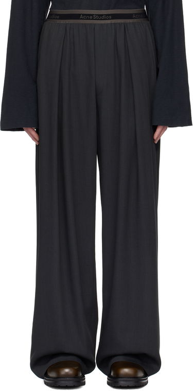 Nohavice Acne Studios Acne Studios Logo Tape Wide-Leg Trousers Čierna | BK0668-, 0