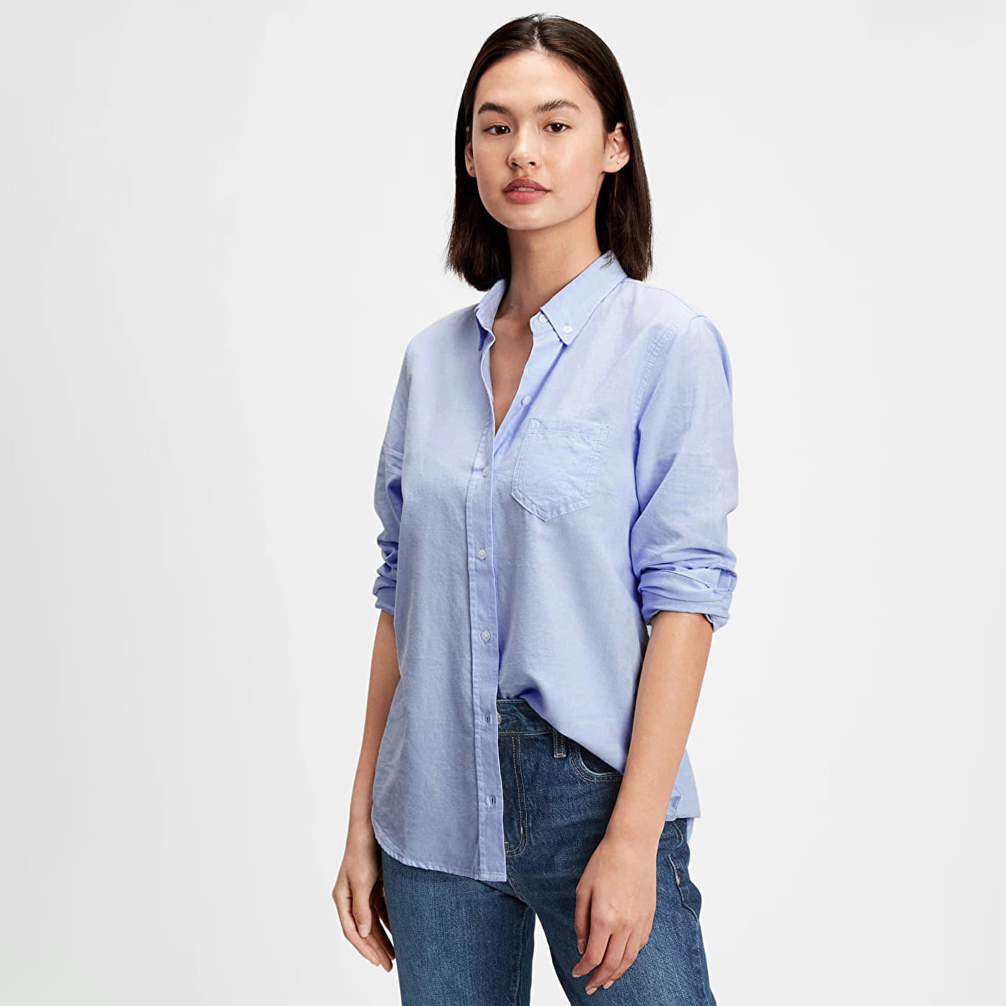Košeľa GAP Fitted Oxford Shirt Light Blue Modrá | 269247-00, 0