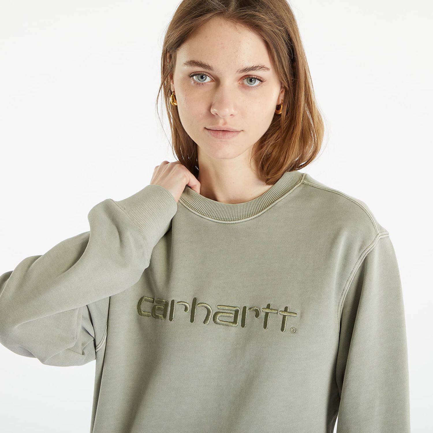 Mikina Carhartt WIP Duster Sweatshirt UNISEX Yucca Garment Dyed Zelené | I031788.1CTGD, 1