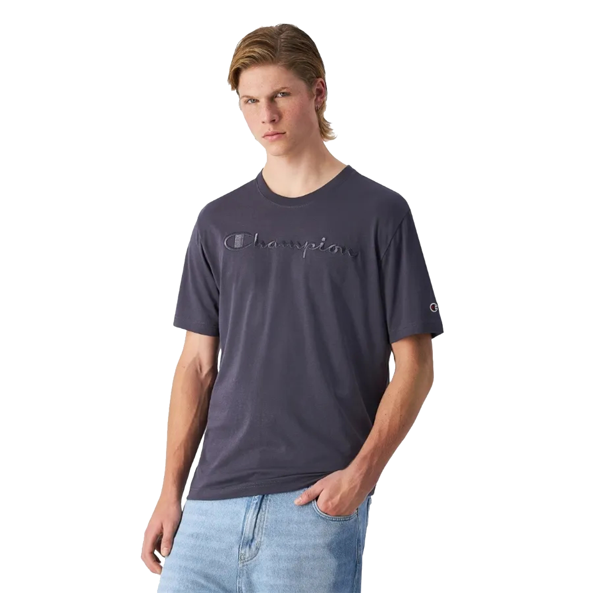 Tričko Champion Script Logo Crew Neck T-shirt Šedá | 220273-VS517, 0