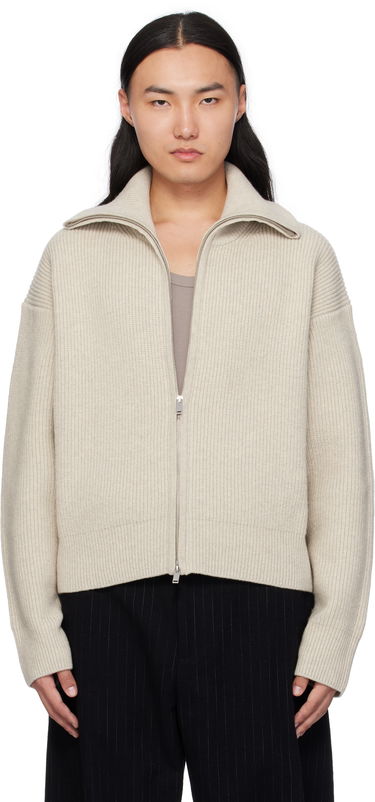 Sveter Studio Nicholson Studio Nicholson Sandos Knit Zip-Up Jacket Béžová | SANDOS SNM - 1291, 0