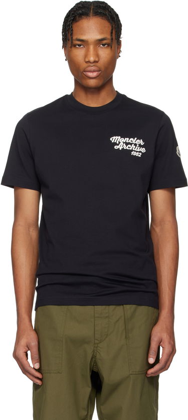 Tričko Moncler Moncler Archive Embroidered Logo Cotton T-Shirt Čierna | K10918C0006389AJS, 0