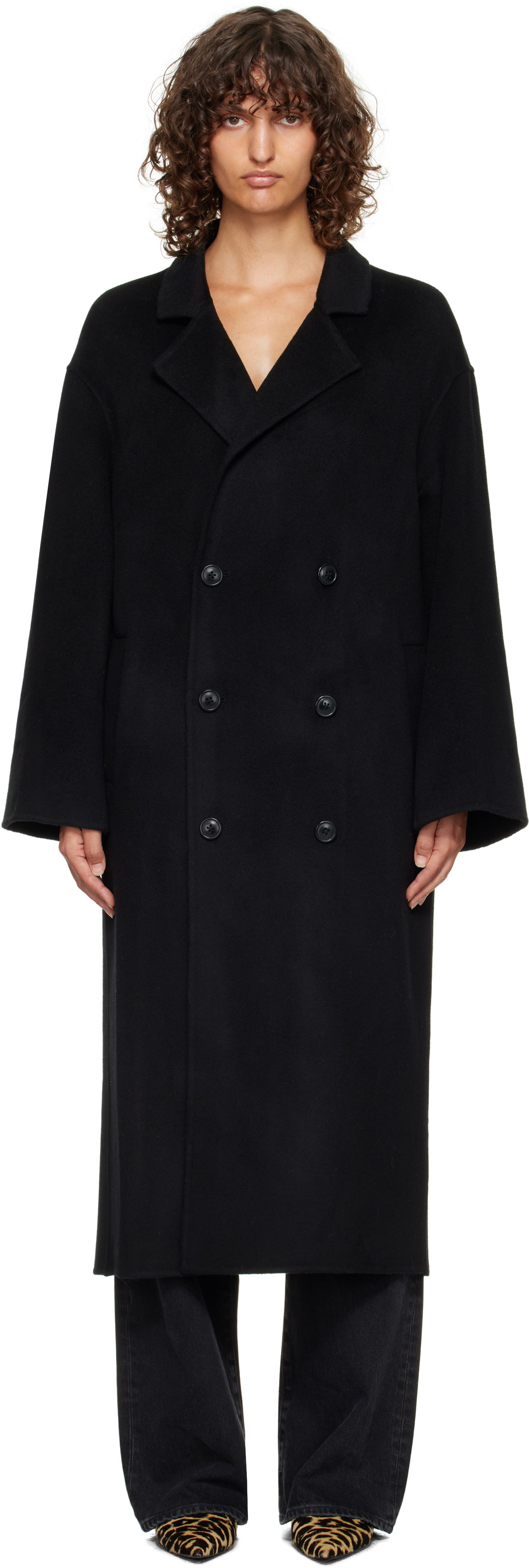 Kabáty Loulou de Saison Loulou de Saison Borneo Wool Drap Coat Čierna | BORNEO LDS, 0