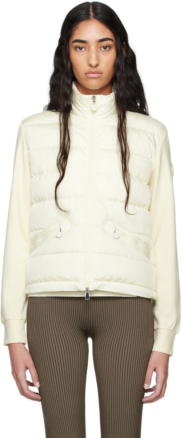 Sveter Moncler Off-White Paneled Down Cardigan Biela | J20938G0000389ALE, 0