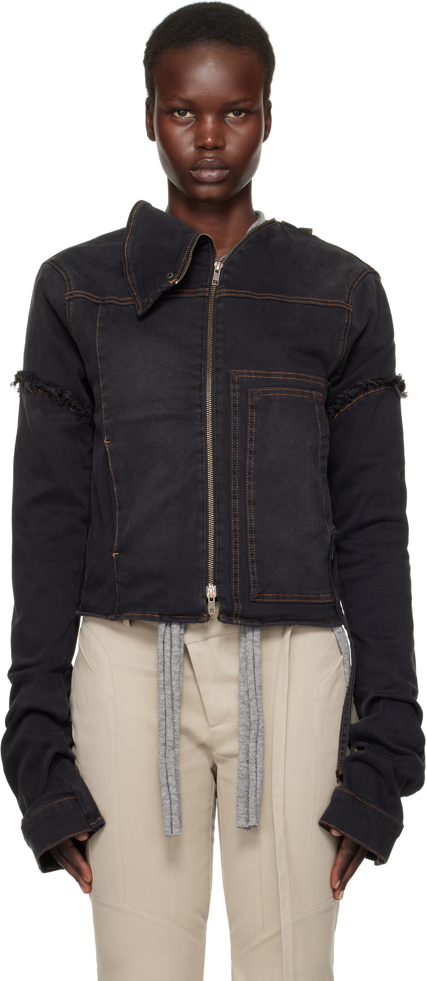Bunda Ottolinger Ottolinger Drape Collar Denim Jacket Čierna | 2217060211, 0