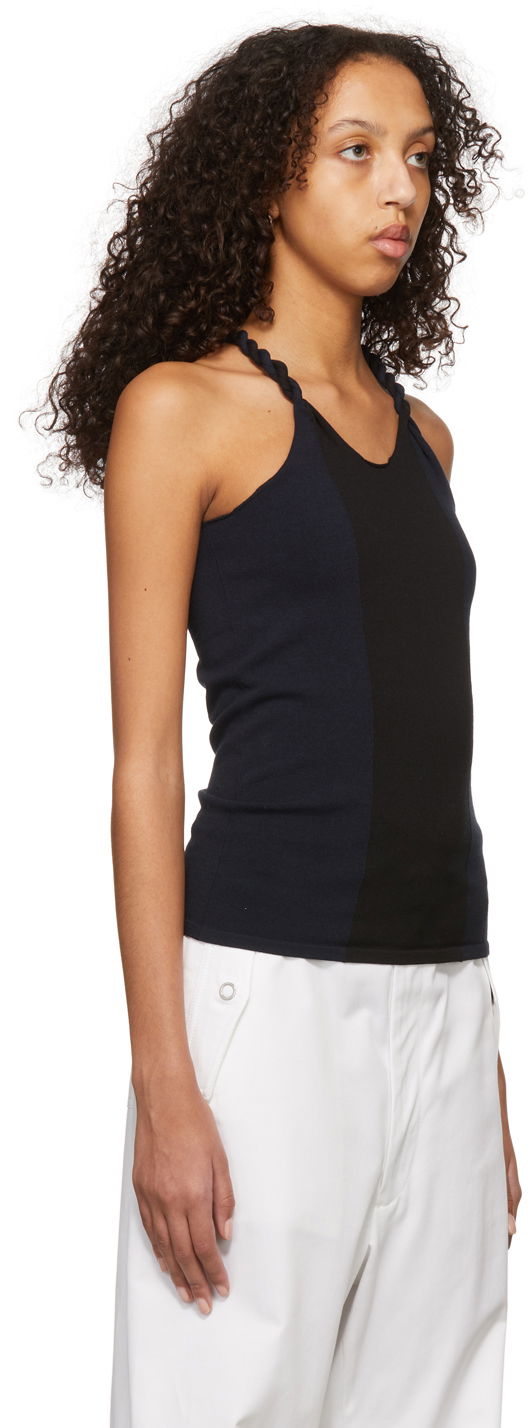 Tielko Dion Lee Cotton Blend Tie-Strap Tank Top Navy | C7057S22, 1