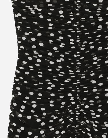 Šaty Dolce & Gabbana Short Draped Tulle Polka Dot Dress Čierna | F6JIZTFSRP2HNBDW, 3