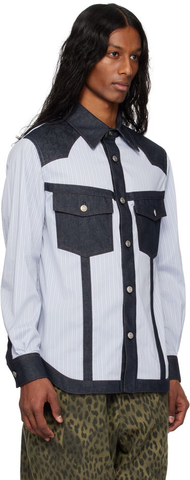 Košeľa Andersson Bell Andersson Bell Denim & Stripe Shirt Modrá | atb1274m, 1