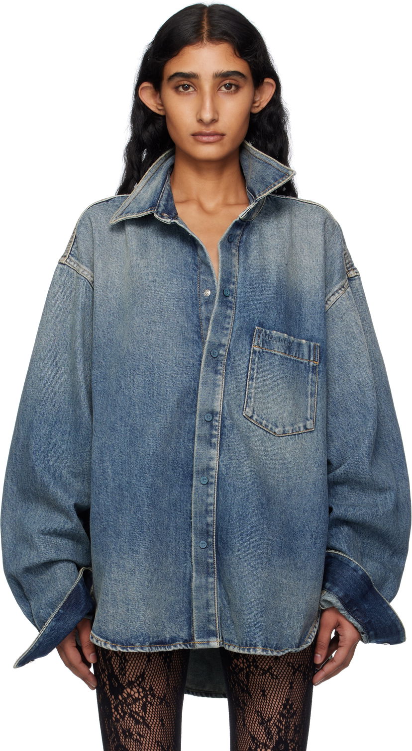 Košeľa Balenciaga Balenciaga Faded Denim Shirt Modrá | 783691 THW25
