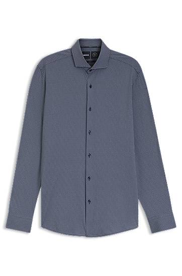 Košeľa BOSS Slim-fit Printed Italian-made Performance-Stretch Jersey Shirt Modrá | 50550062