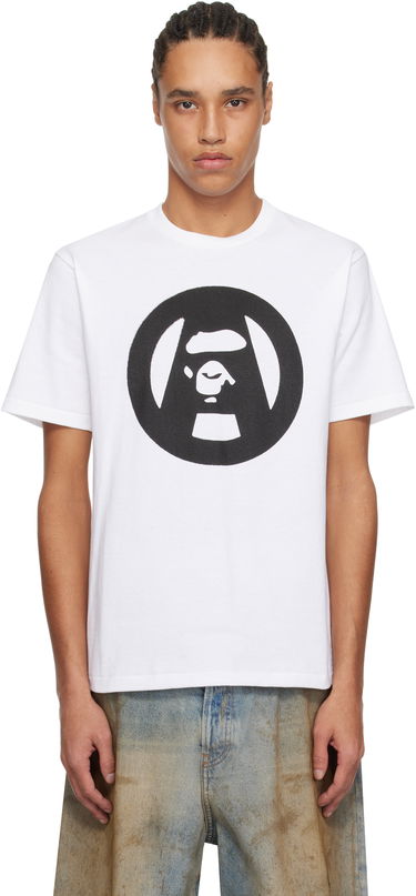 Tričko BAPE A Bathing Ape Stencil Circle Ape Face T-Shirt Biela | 001TEL301053M, 0