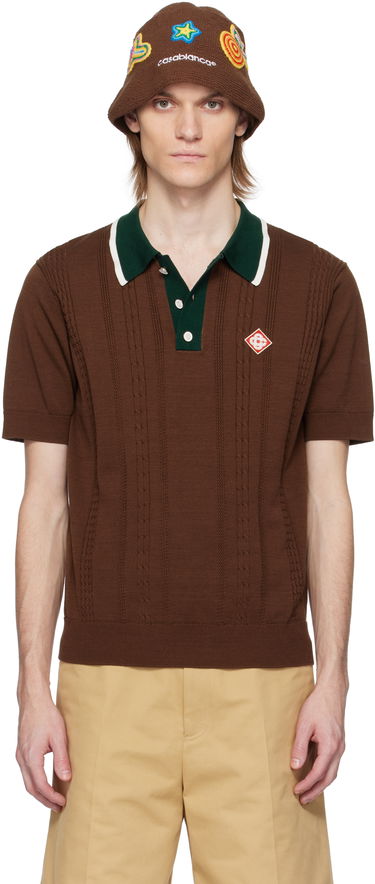 Polo tričko Casablanca Casablanca Cable Knit Oversized Polo Hnedá | MS25-KW-908-01, 0