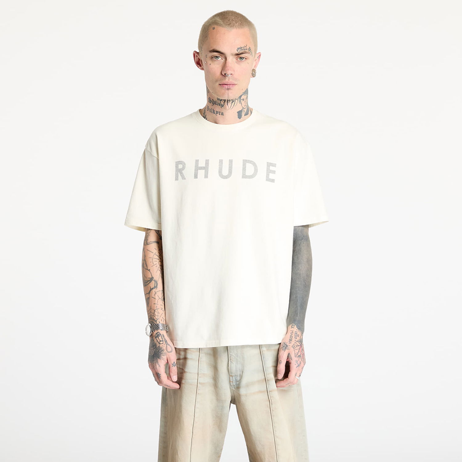 Tričko Rhude Rhude Distressed Logo T-Shirt Béžová | RHSS25TT230120241, 0