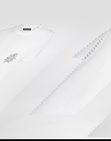Tričko Dolce & Gabbana Cotton T-shirt with Embroidered Crest Pocket Biela | G8RA2ZG7PZEW0800, 0