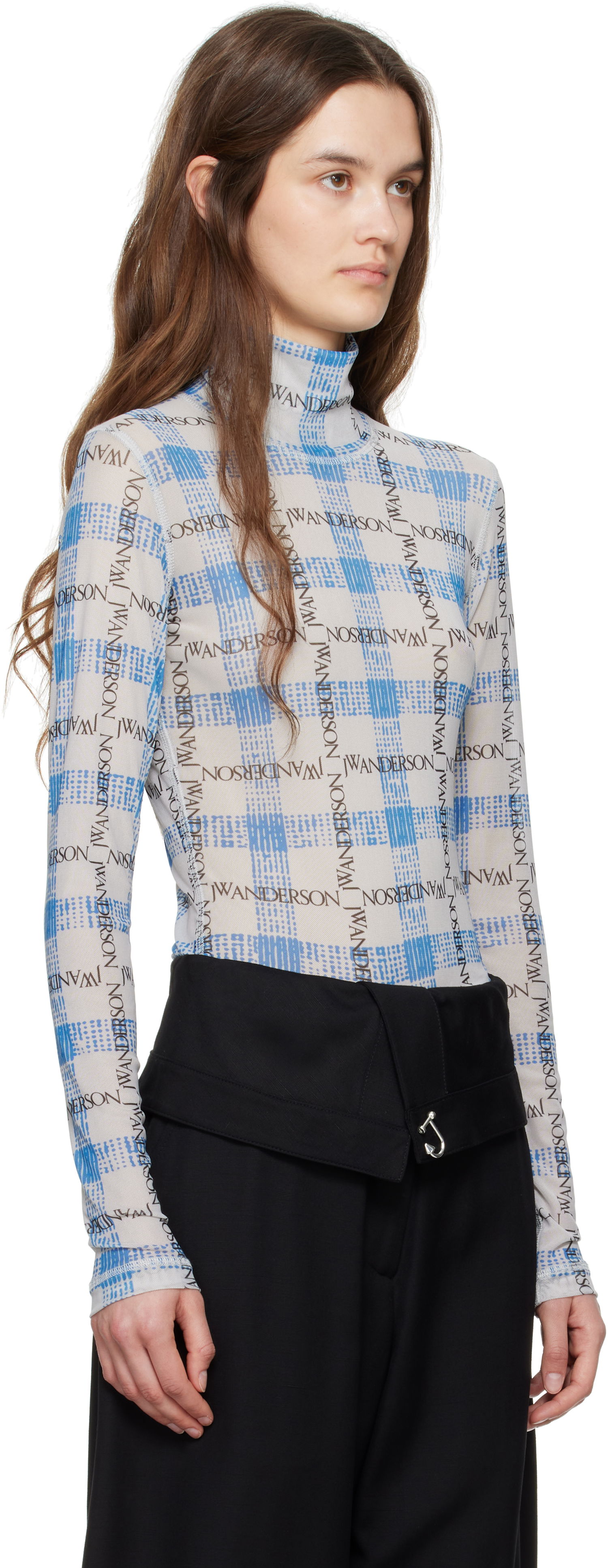 Tričká a tielka JW Anderson JW Anderson Semi-Sheer Logo Turtleneck Top Biela | JO0224-PG1721, 1