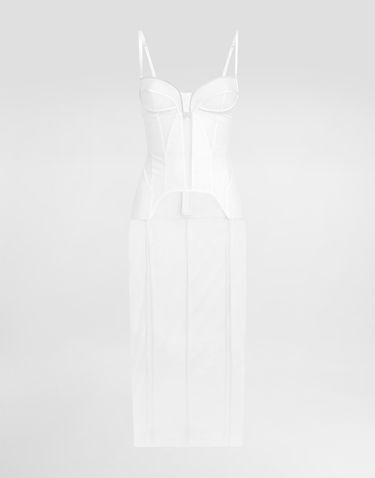 Šaty Dolce & Gabbana Dolce & Gabbana Tulle Calf-Length Corset Dress Biela | F6TUYTFLRC0WA800, 0