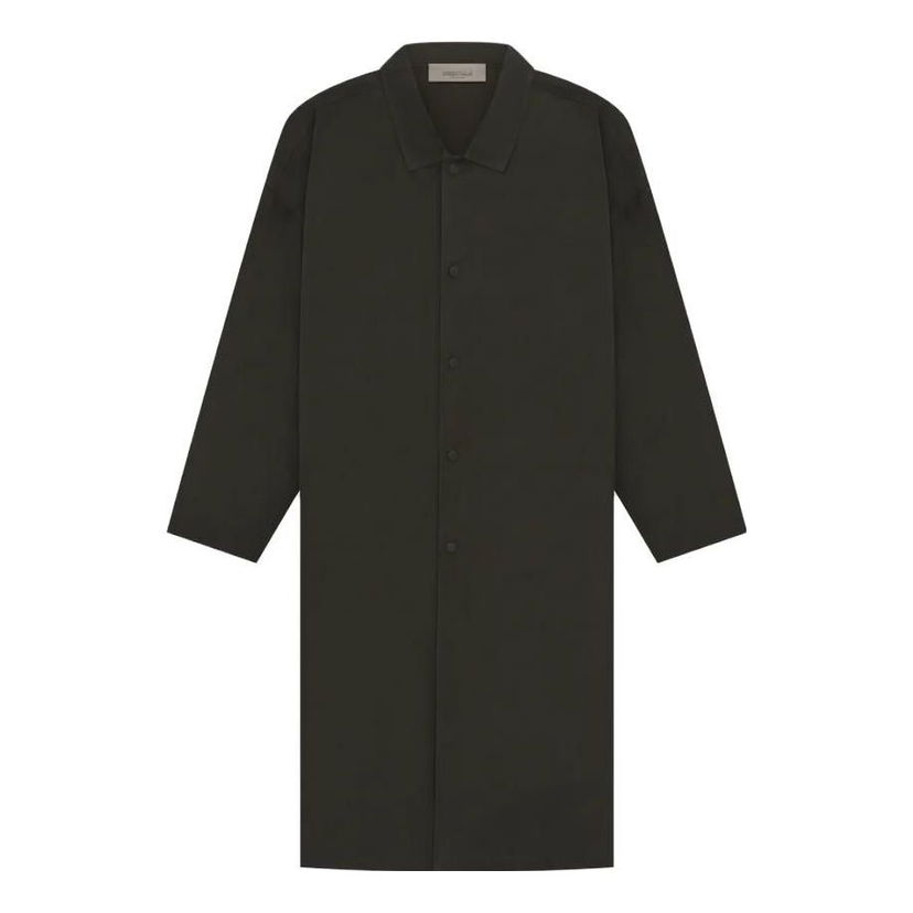 Kabáty Fear of God Fear of God Essentials SS23 Long Coat Čierna | FOG-SS23-049