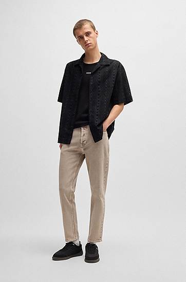 Košeľa BOSS Oversized Broderie Anglaise Shirt Čierna | 50539344, 1