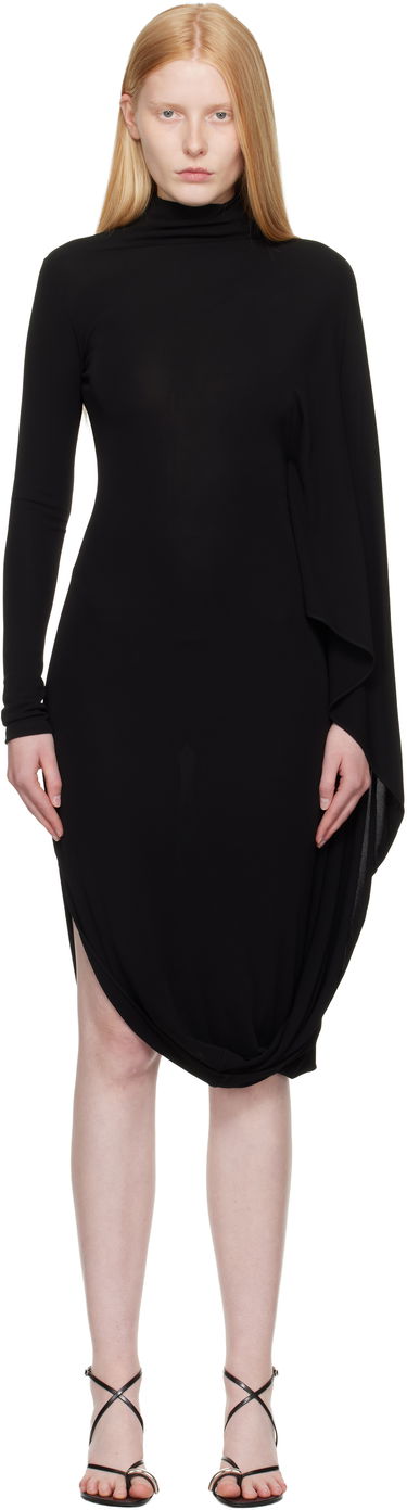 Šaty Stella McCartney Stella McCartney Asymmetric Cape Midi Dress Čierna | 6A05563GU301, 0