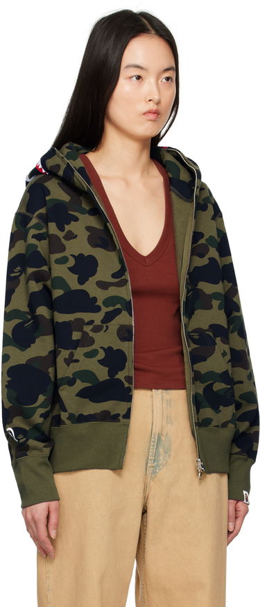 Mikina BAPE A Bathing Ape ABC Camo Shark Full Zip Hoodie Zelené | 001ZPK802006L, 1