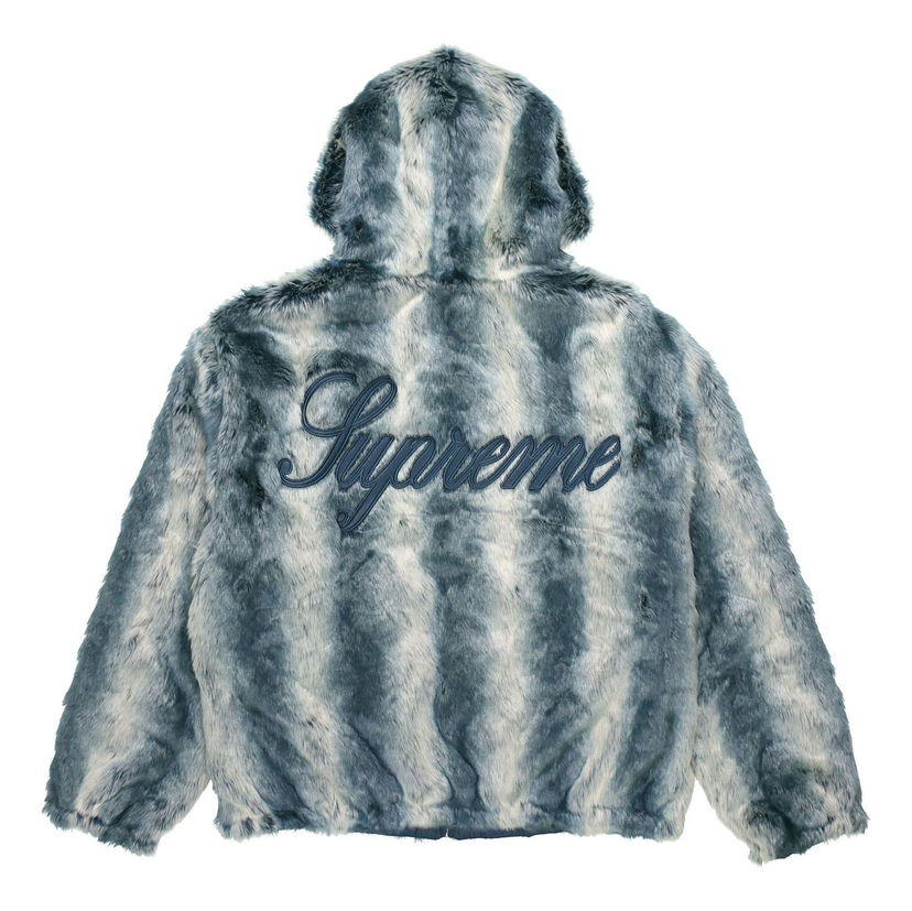 Bomber bunda Supreme Reversible Hooded Faux Fur Jacket Modrá | SUP-FW20-318